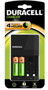 Duracell cargador 4 horas (AA o AAA) + 2 pilas AA 1300mAh recargables - CEF14