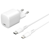 Ac adapter (cargador) 20W USB-C + CABLE LIGHTNING 1.5m blanco ACA0156